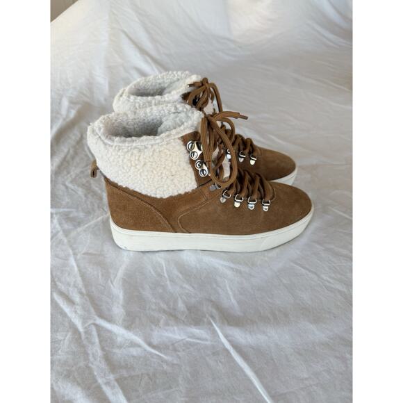 Womens Sz 6,5M Brown Marc Fisher MF Darlen-M Faux Fur Suede Leather Ankle Boots - Picture 3 of 11